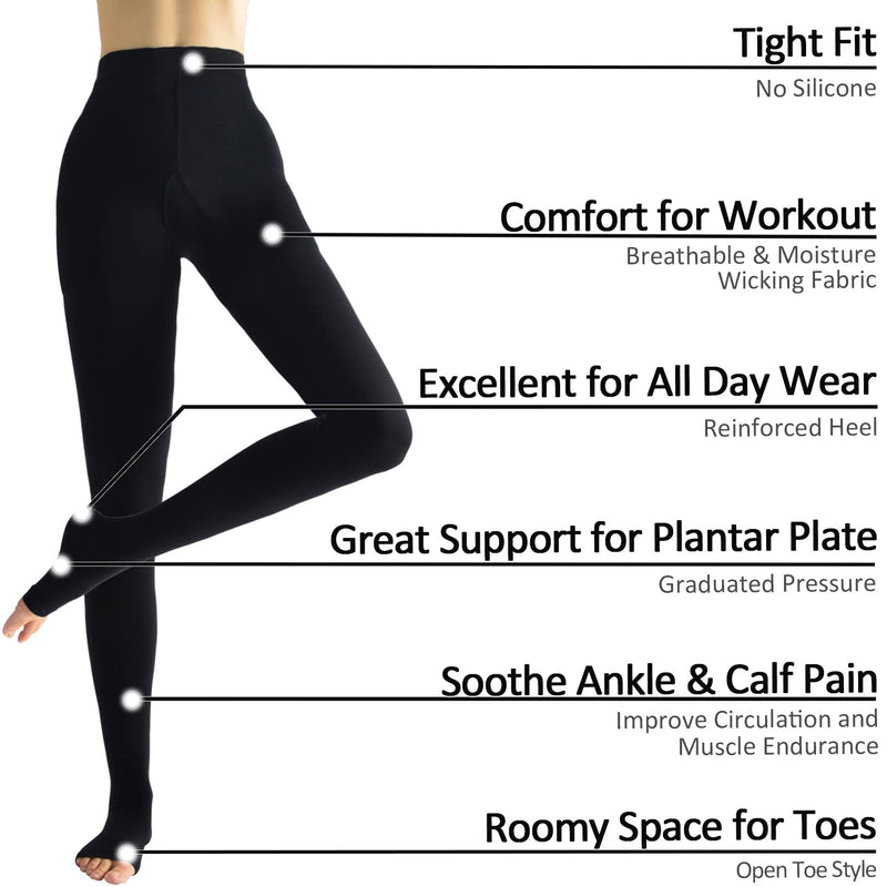 Beister Medical Compression Stockings Women'S Long 20-30 Mmhg Support Stockings Men'S Opaque Open Toe Compression Trousers Class 2 Solid Support For Varicose Veins, Edema, Black - NewNest Australia