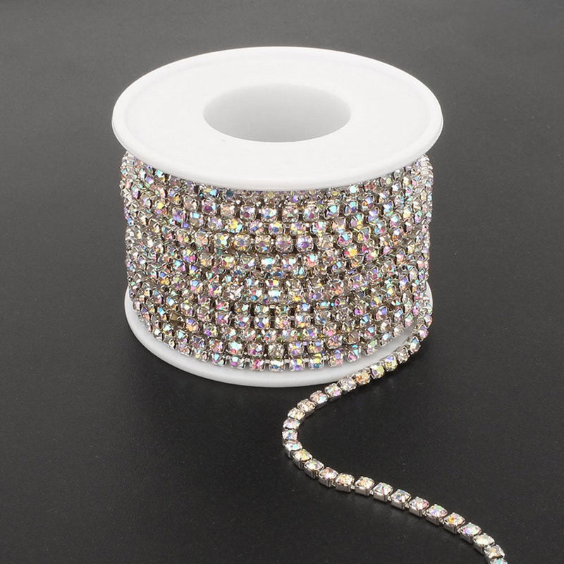 10Yard 2.8MM Clear Crystal Rhinestone Chain Close Trim Cup Chain Bulk for Craft Jewelry Making AB - NewNest Australia