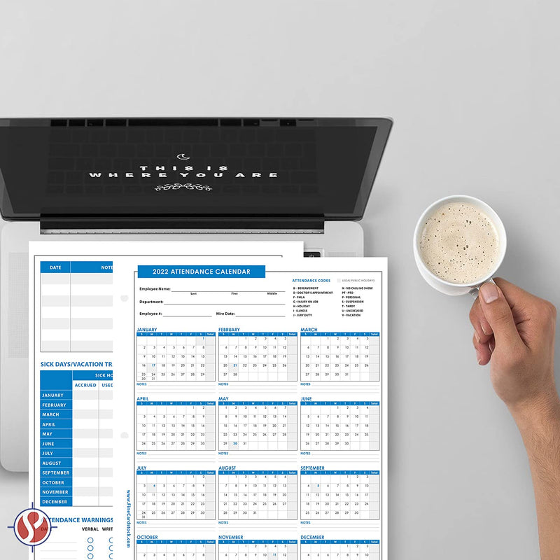 2022 Attendance Calendar Card Stock Paper – Great Employee Work Tracker | Printed on Durable and Thick 80lb (216gsm) Cardstock | 8 ½ X 11 | 25 Sheets per Pack - NewNest Australia
