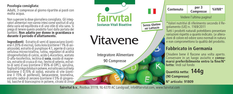 Fairvital | Vein vitamins - HIGH DOSE - VEGAN - 90 tablets - with grape seed extract, horse chestnut and more - NewNest Australia