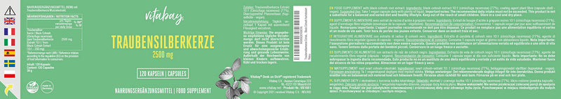 Vitabay Grape Silver Candle Extract 2500 mg | 120 Vegan Capsules | High Dose | Black Cohosh | Cimicifuga racemosa | Laboratory Tested & Made from High-Quality Raw Materials - NewNest Australia