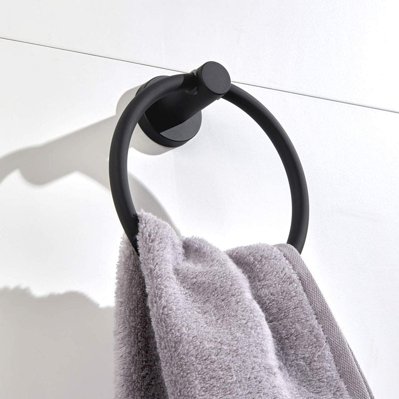 304 Stainless Steel Towel Ring Hanging Round Simple Black Towel Circular Holder Matte Black - NewNest Australia