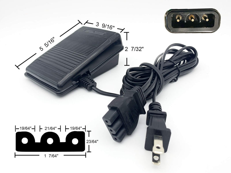BRIGHTLYLIT Foot Pedal and Power Cord for Singer Sewing Machine,D Shape Plug,Apply to Singer 2277 4411 4423 1012 1107 1120 1130 1408 1507 1748 2250 3207 4102 50T8 6239 7322 (359102-001) D Shape Plug - NewNest Australia
