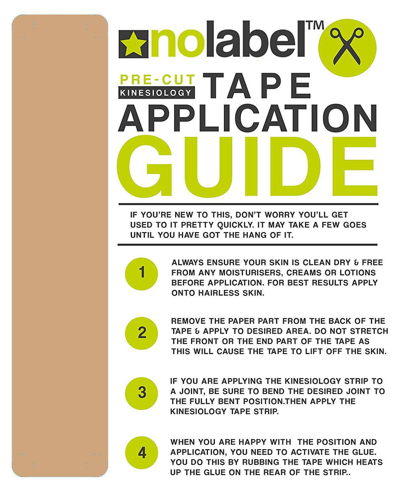 NO LABEL Beige Pre Cut Kinesiology Tape - 5m Roll Pre-Cut Beige Body Tape - Beige Sports Tape - Beige Medical Tape - Beige Physio Tape - Beige Muscle Tape for Muscle Recovery - Free PDF Taping Guide 1 x Roll - NewNest Australia