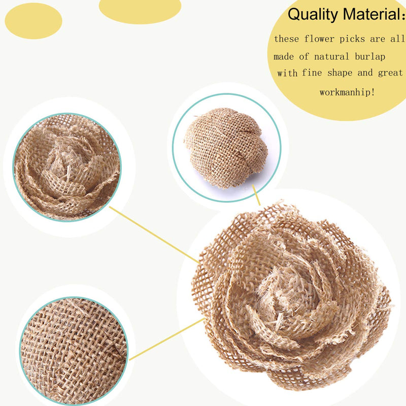 CCINEE Natural Burlap Flowers Assorted Handmade Burlap Rose for Wedding Decoration and Floral Crafts Making, Pack of 18 - NewNest Australia