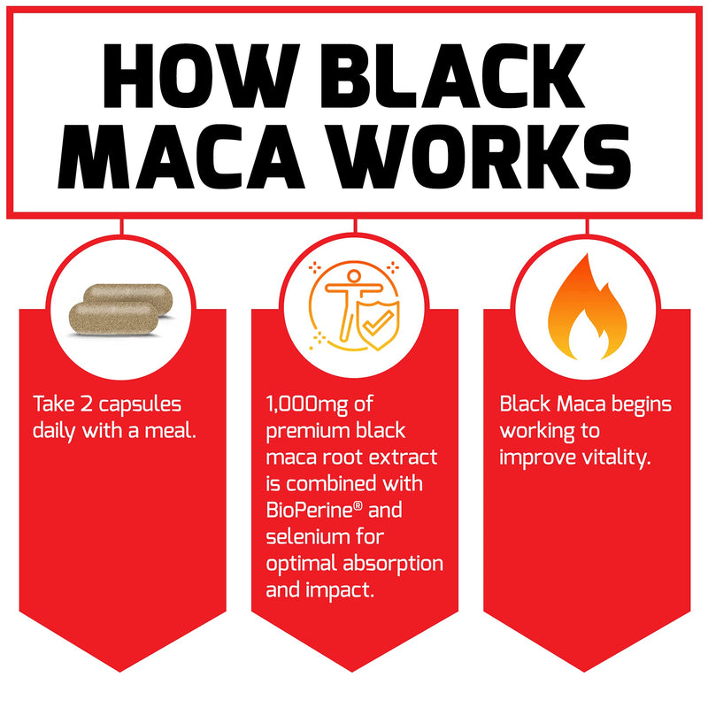 Black Maca Root Vitality Supplement for Men with Superior Absorption and Power, Natural Maca Negra Extract, Fundamentals Series, 1000mg, Force Factor, 120 Capsules (2-Pack) 60 Count (Pack of 2) - NewNest Australia