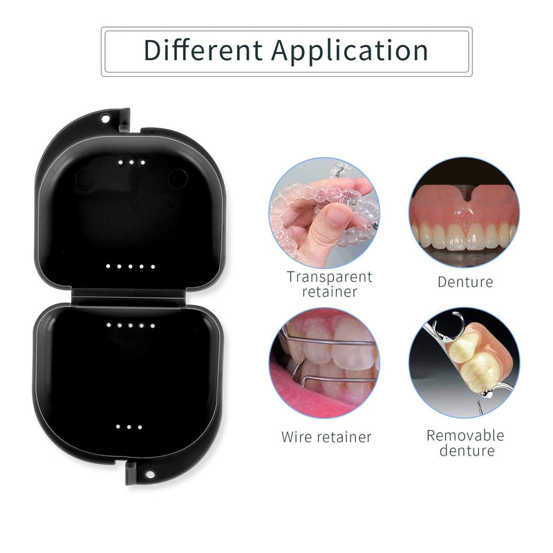 Orthodontic Mouthguard Case Dental Retainer Case with Vent Holes, Denture Holder Case Aligner Container Slim for Household|Office|Travel - Easy to Use - Black - NewNest Australia