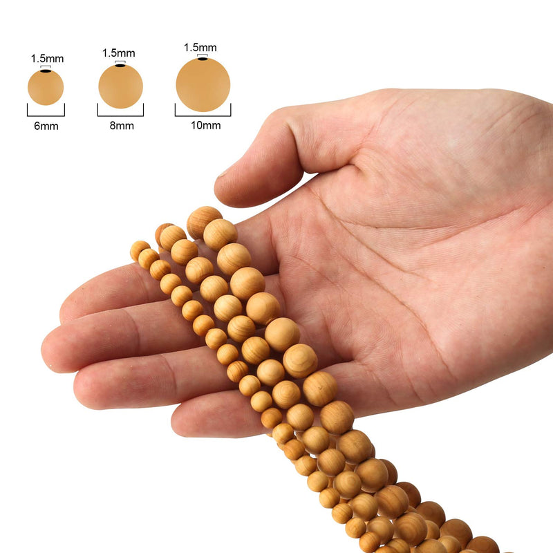 Prometis 200pcs 6mm Natural Sandalwood Round Beads Gorgeous Craft Handmade Polished Spacer Beads with Elastic Cord for Bracelets DIY Jewelry Making (Burmese pearwood (200 pcs), 6mm Diameter) Burmese pearwood (200 pcs) - NewNest Australia