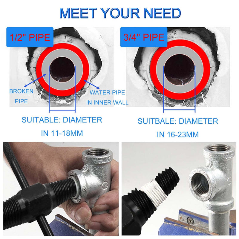 Damaged Screw Extractor - Broken Pipe Remover, Alloy Steel Easy Out Double Head Manual Water Pipe Valve Faucet Stripped Screw Remove Repair Tool with Rod for 1/2" 3/4" Pipe - NewNest Australia