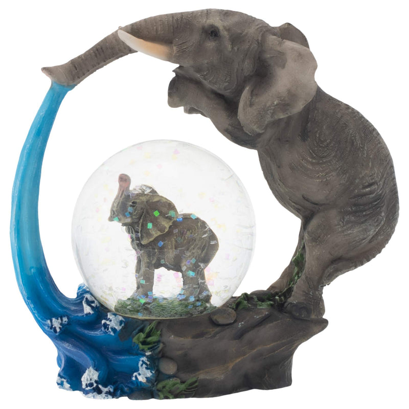 NewNest Australia - Elanze Designs Elephant Bath time Fun Figurine 45MM Glitter Water Globe Decoration 