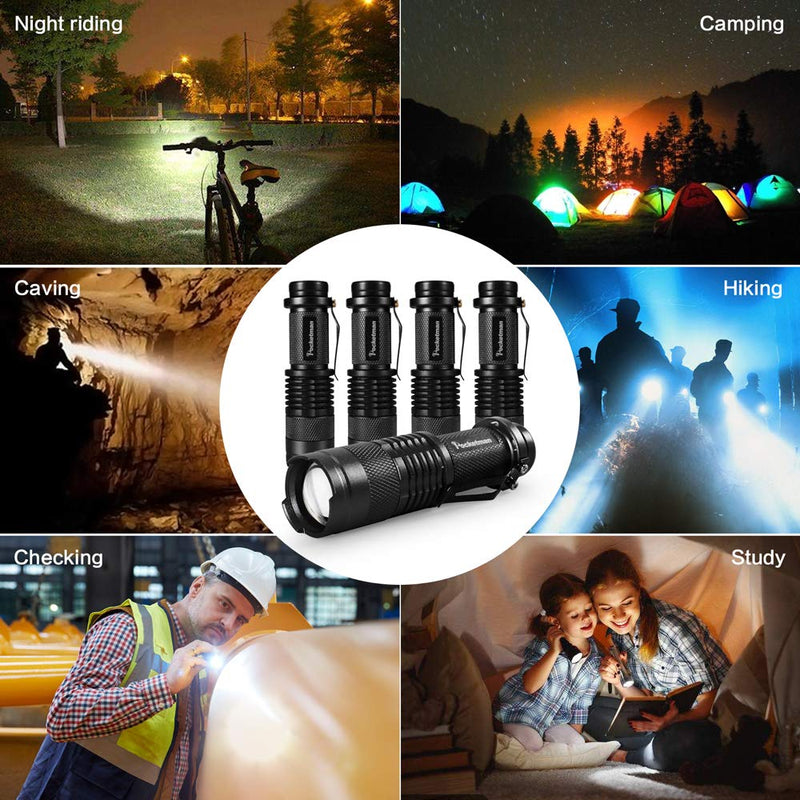 10 Pack Mini Flashlights Small LED Flashlight 300 Lumen Portable Tactical Zoomable Pocket Torch Lantern Adjustable Focus Light for Kids Child Camping Emergency Travel Hiking Torch Light - NewNest Australia