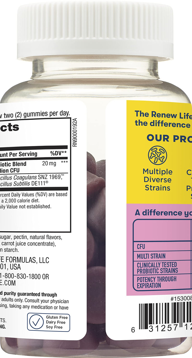 Renew Life Womens Care Gummy with Prebiotics, Probiotics and Cranberry; 48ct. (Pack May Vary) (Package May Vary) 2 Billion CFU 48 Gummies (Pack of 1) - NewNest Australia