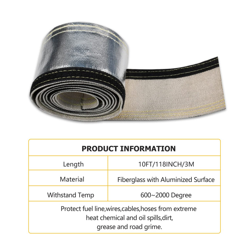 Heat Shroud Sleeve Aluminized Sleeving for Ultimate Heat Protection with Hook and Loop Closure,3/4" I.D. x 10FT,Heat Sheath Sleeve,with 20Pcs Stainless Steel Cable Metal Zip Ties - NewNest Australia