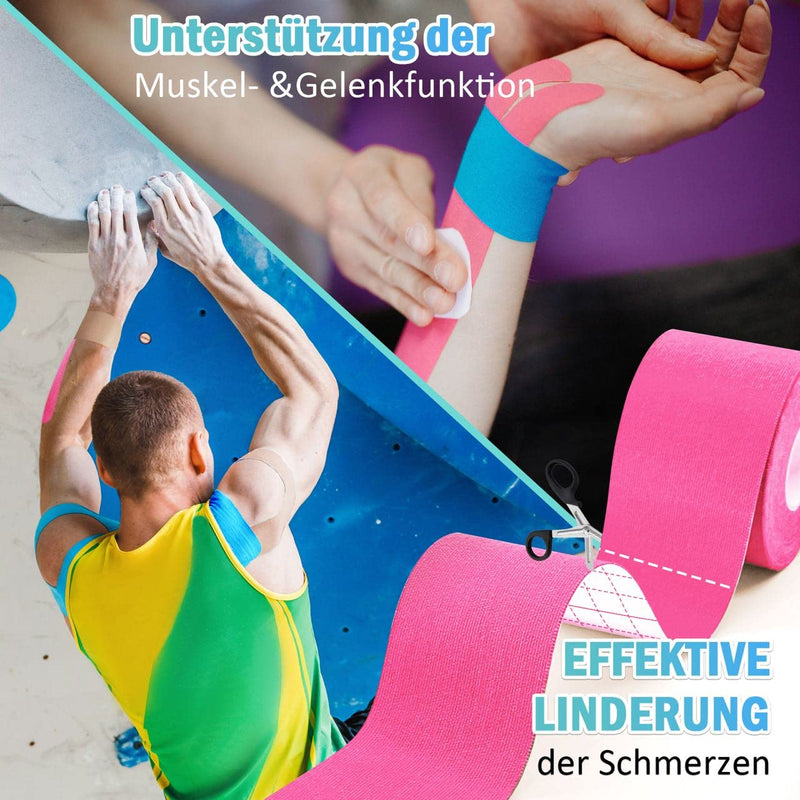 Kinesiology Tape, 5 Mx 5 Cm, Waterproof & Elastic Skin-Friendly Kinesio Tapes, Physio Tape, For Sports, Knee, Shoulder And Elbows, Muscle Tightening Bands (Four Colors) - NewNest Australia
