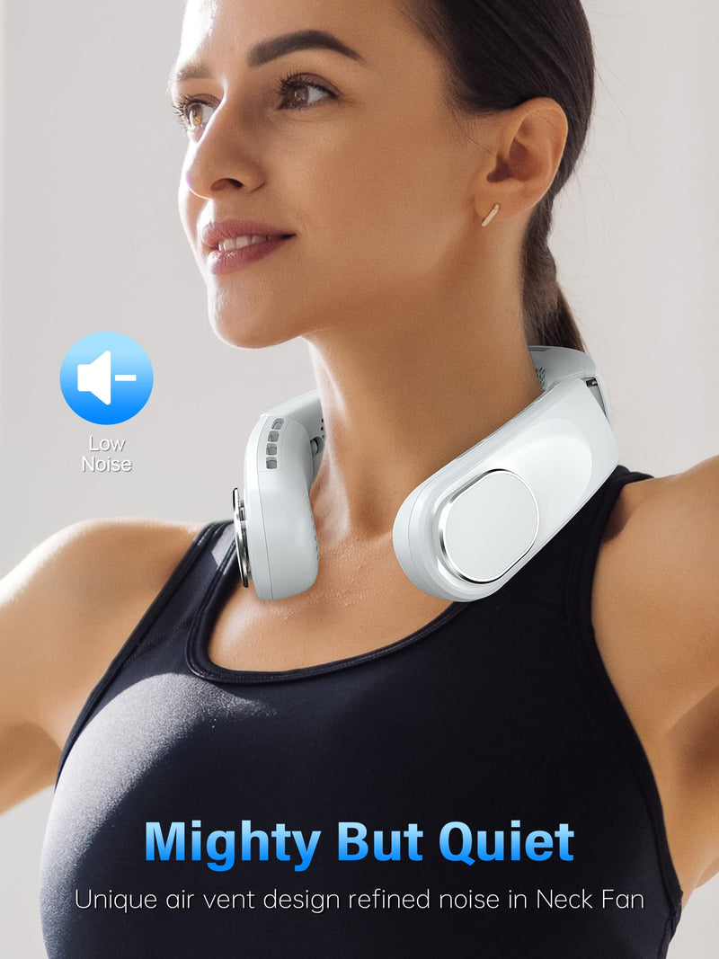 ChillGo Neck Fan - 4 Turbo Foldable Portable Fan - Personal Bladeless Fan 5200mAh with Strong Airflow, 4 Vent Air Conditioner, Wearable Cooling Fan for Travel Outdoor White - NewNest Australia