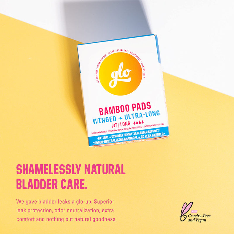 glo Organic Bamboo Light Incontinence Pads Ultra Biodegradable for Sensitive Bladders & Periods - Superior Leak Protection and Comfort Long Pads (280 mm) - 10 Count 10 Count (Pack of 1) - NewNest Australia