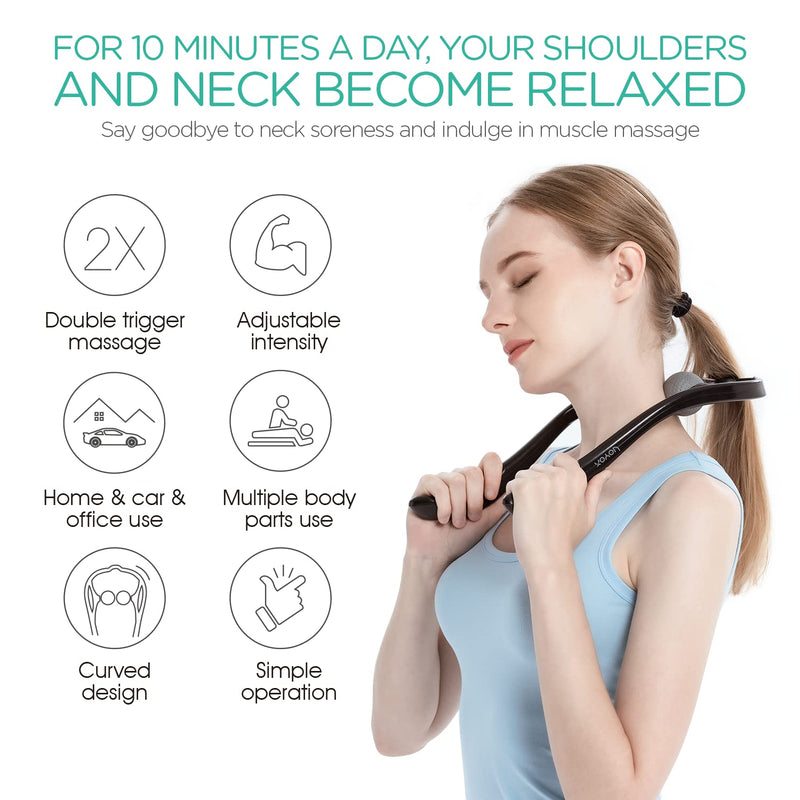 VOYOR Neck Massager Shiatsu Deep Tissue Dual Trigger Point Shoulder Massager for Pain Relief, Ergonomic Handle Design, Lightweight & Portable MS110 - NewNest Australia