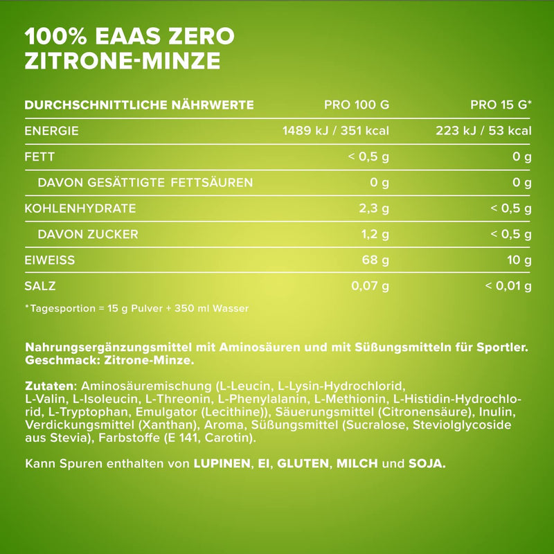 Ironmaxx 100% Eaas Zero - Lemon Mint 500G Can | Eaa Powder, Vegan And Sugar-Free With All 8 Essential Amino Acids | Fruity Taste, Free Of Preservatives 500 G (Pack Of 1) - NewNest Australia