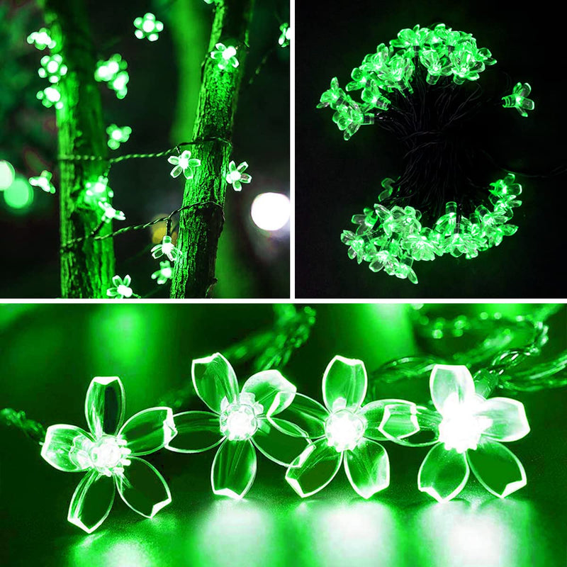 ITICdecor Solar Flower String Lights Green Lights Outdoor Waterproof 50 LED Fairy Light Decorations Garden Patio Fence Yard Spring (Green) - NewNest Australia