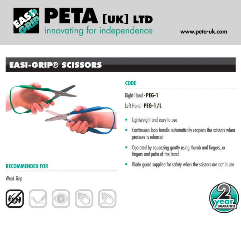 Peta Easi-Grip Left Hand Scissor (45mm rounded blade) Great for children, kids, elderly, disabled scissors for learning to cut. Self Opening, Easy Grip, Non-Fatigue. - NewNest Australia