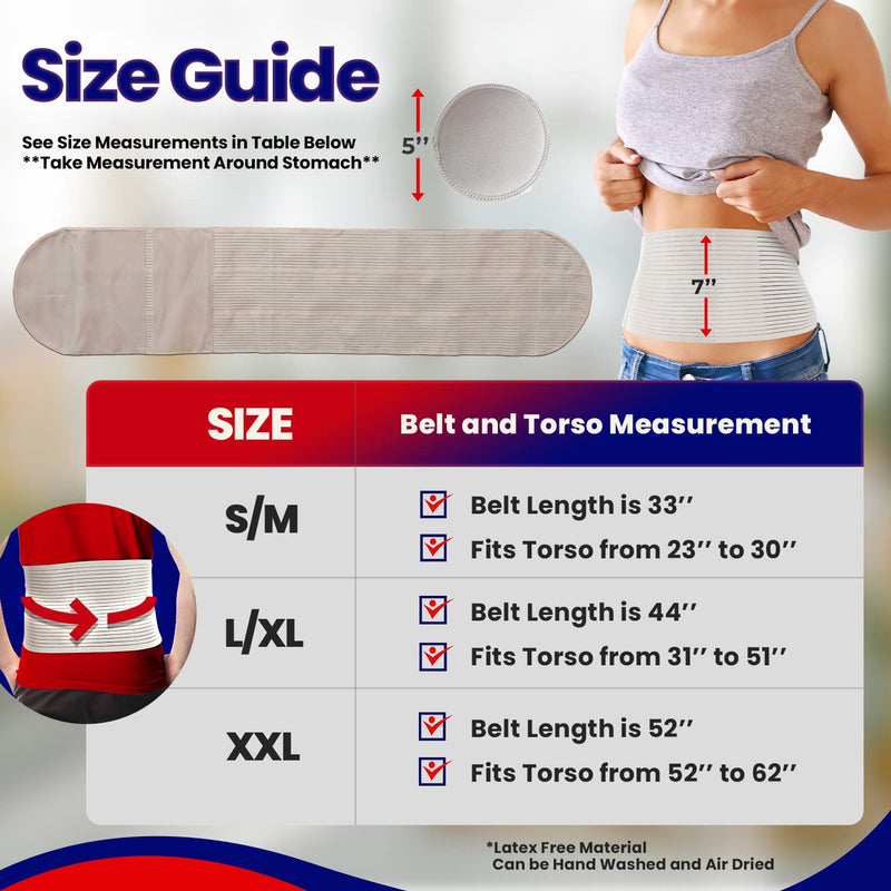 Hernia Belt for Men and Women - Beige Abdominal Binder for Umbilical Hernias & Navel Belly Button Hernias with Compression Pad for Hernia Support and Stomach (XXL) XXL (Pack of 1) - NewNest Australia