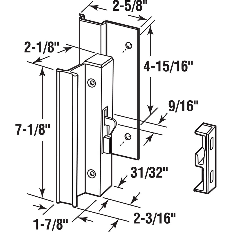 Prime-Line MP1002 High Profile Sliding Door Handle, Aluminum, 1 Set - NewNest Australia