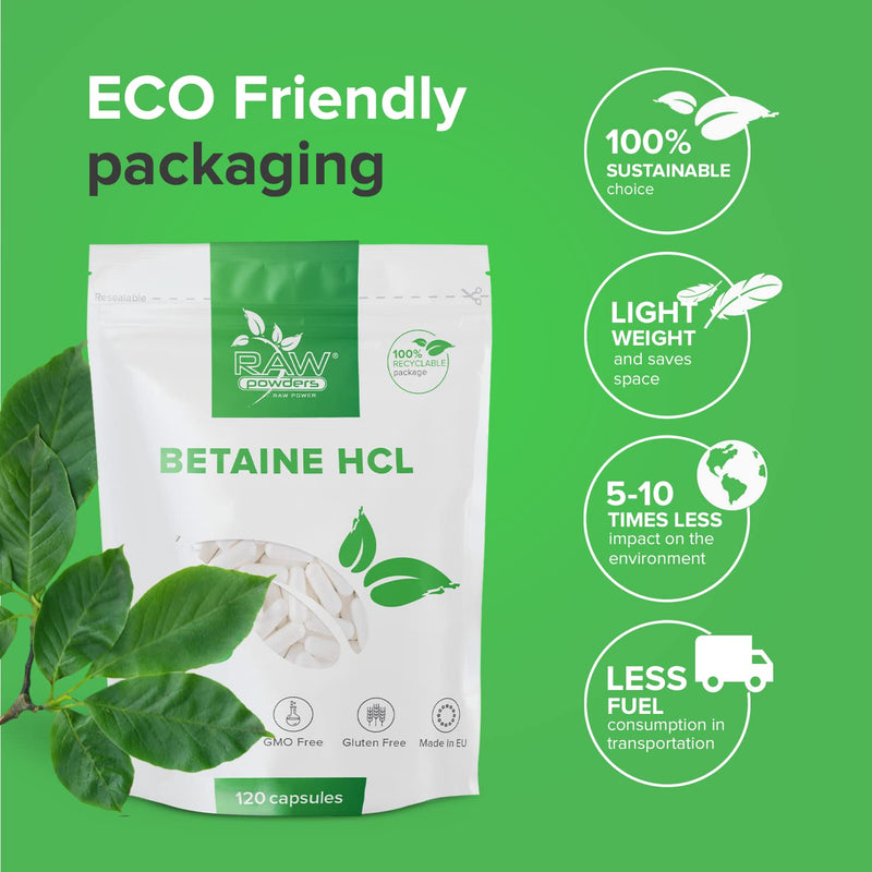 Betaine Hydrochloride 650 Mg 120 Capsules High Dose - Digestive Enzymes - Easily Digestible Betaine Hcl Vegan Dietary Supplement - Supports Heart Joints Liver - From Raw Powders - NewNest Australia