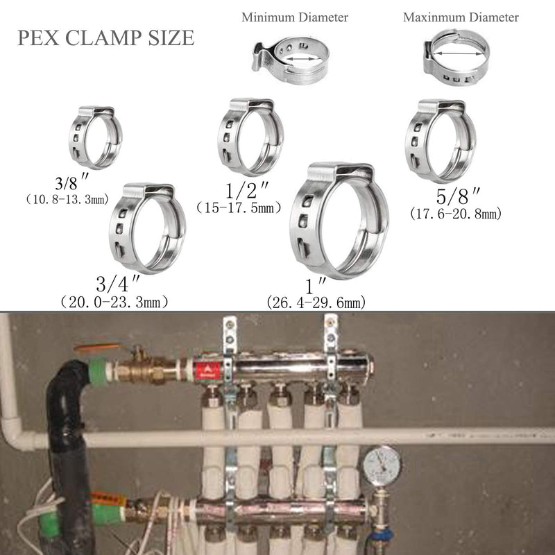 PEX Clamp Ring 3/4 inch, 304 Stainless Steel PEX Cinch Clamp Rings, Pinch Clamps for PEX Tubing Pipe Fitting Connections, Pack of 50 (3/4 inch) - NewNest Australia