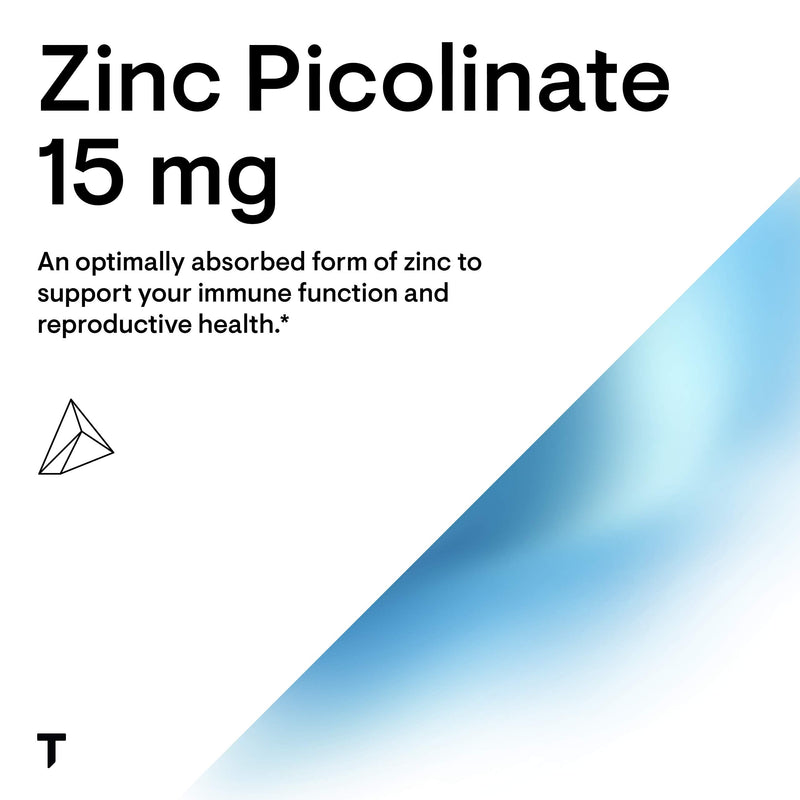 Thorne Zinc Picolinate 15mg - Highly Absorbable Zinc Supplement - Supports Wellness, Immune System, and Eye and Reproductive Health - Gluten-Free, Soy-Free, Dairy-Free - 60 Capsules - NewNest Australia