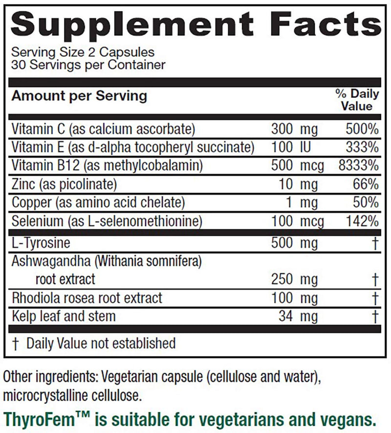 Vitanica ThyroFem, Thyroid Gland Support, Vegan/Vegetarian, 60 Capsules - NewNest Australia