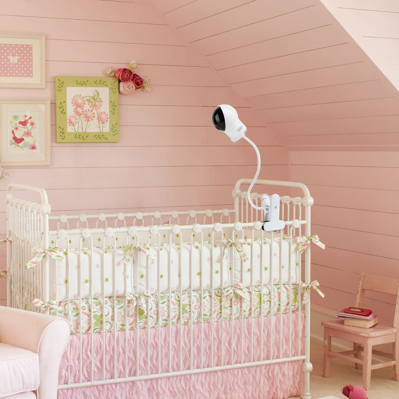 Clip Mount for Eufy Baby Monitor Camera, Flexible Gooseneck Baby Monitor Holder for Crib Without Tools or Wall Damage - White - NewNest Australia