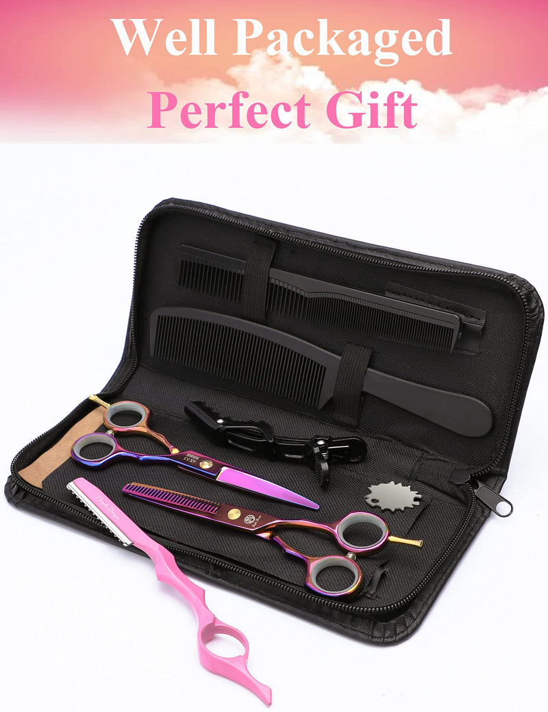 Purple Dragon Hairdressing Scissors, 5.5 Inch, Professional Hairdressing Scissors Set, Perfect Haircut For Men And Women, Sharp Scissors For Barbers / Hairdressing / Beginners (Iridescent) - NewNest Australia