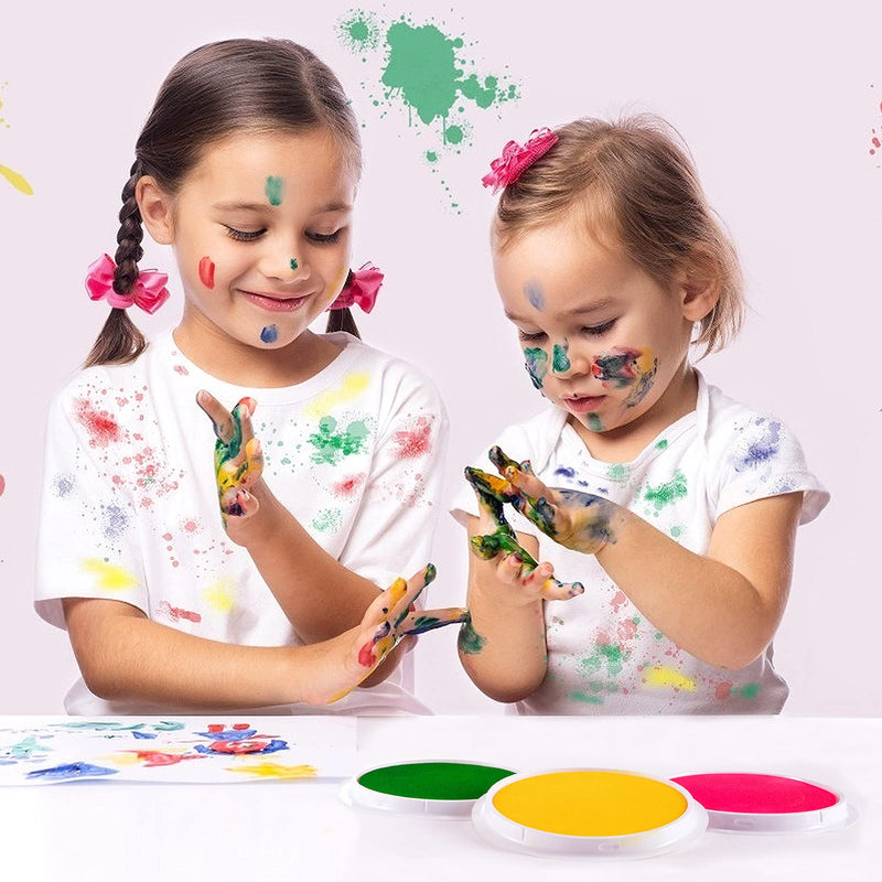 8 Pack 7" Large Round Craft Ink Pad- 8 Colors Rainbow DIY Fingerprint Ink Pad Stamps Partner Washable Color Painting Card Making Stamp Pad for Kids Rubber Stamp Crafting Paper Wood Fabric Scrapbook - NewNest Australia