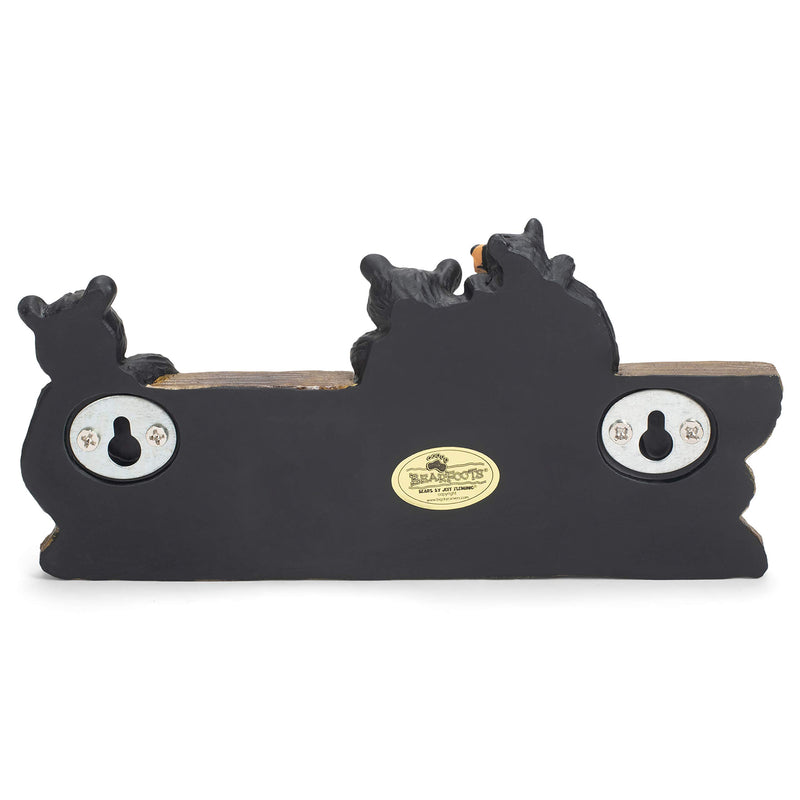 NewNest Australia - Black Bear Family 3.5 x 7.5 Hand-cast Resin Figurine Key Holder 