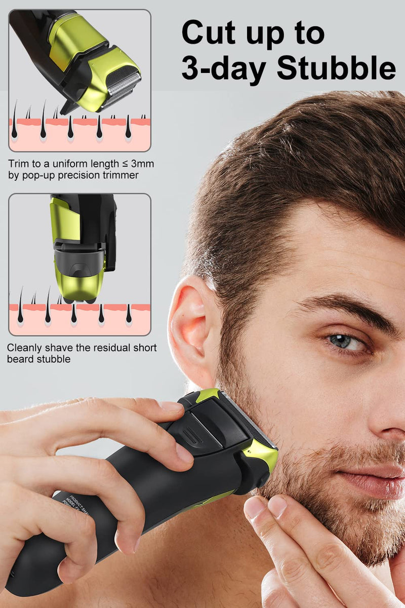 Men'S Electric Shaver & Trimmer With 3 Flexible Blades, Rechargeable & Wireless Electric Shaver With Travel Case, Wet & Dry Shaver, 100 Minutes Runtime, Gift Man - NewNest Australia