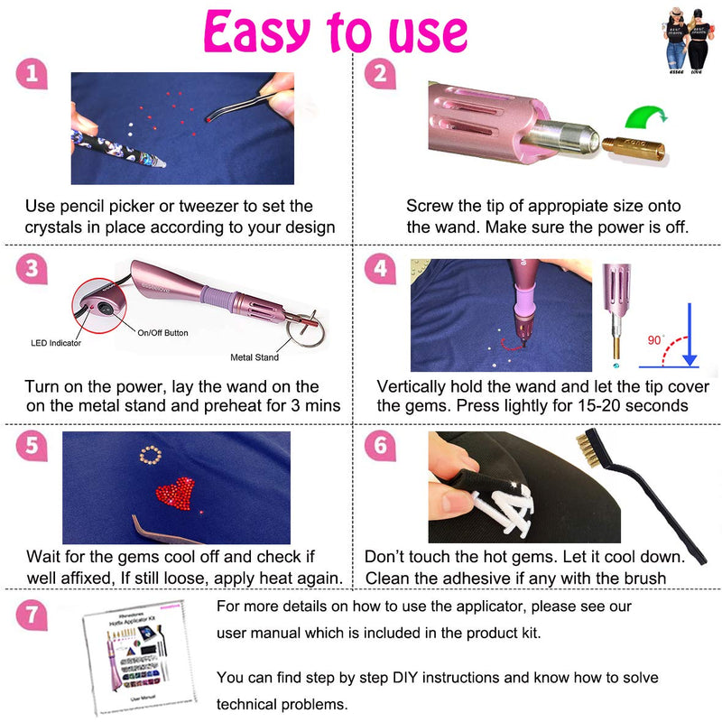 Hotfix Applicator, DIY Hot Fix Rhinestone Setter, Hot Fixed Wand Kit, 4536 Pcs, AB, Clear, 12 Colors, Gem Picker, Brush, Trays, Bag, Bedazzler Kit with Rhinestones - NewNest Australia