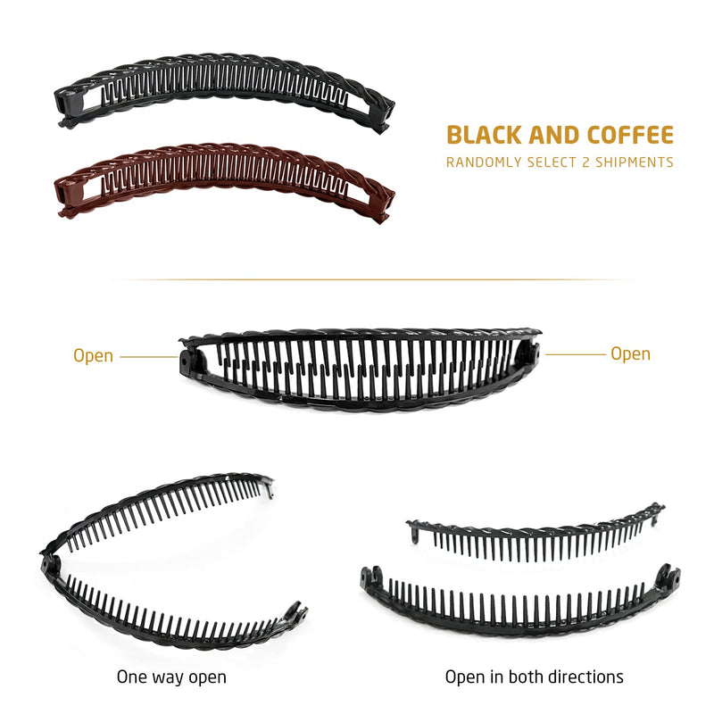 4 Pcs Banana Hair Clips, Double Combs Fishtail Pearl Hair Clip Hair Accessories, Retro Plastic Comb Grips Hair Comb Clips, DIY Hairstyles, for Thick Fluffy Hair, Curly Hair. - NewNest Australia