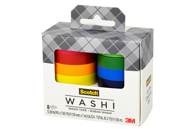 Scotch Washi Tape, Bright Colors, Assorted Patterns, 8 Rolls/Pack (C1017-8-SOL1) - NewNest Australia