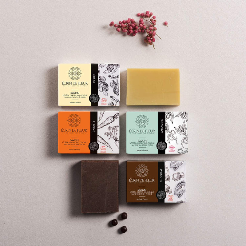 Écrin de Fleur - Organic Almond Soap, Made with Sweet Almond Oil and Calendula Flower, formulated for Sensitive and Delicate Skin, Unscented, for Face, Body and Hands Wash, 100g 1-Pack - NewNest Australia