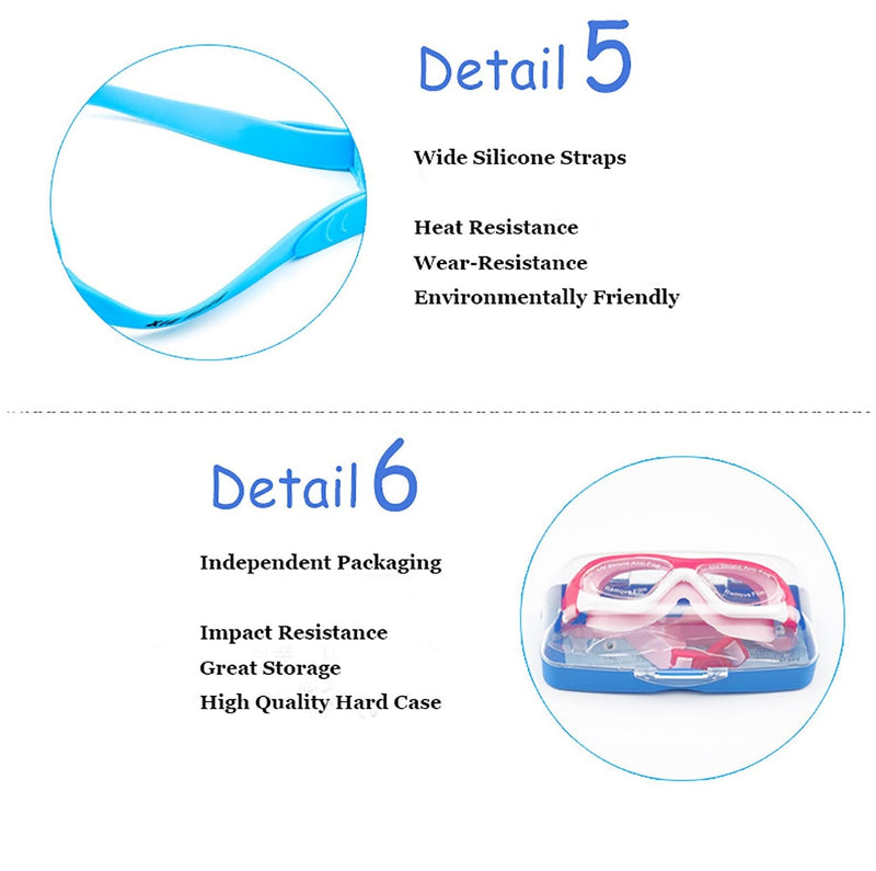 June Sports Swim Goggles for Kids (3-15 Year Old), Waterproof Swimming Google Large Frame UVA/UVB Teens Boys Girls SG28 Light Blue - NewNest Australia