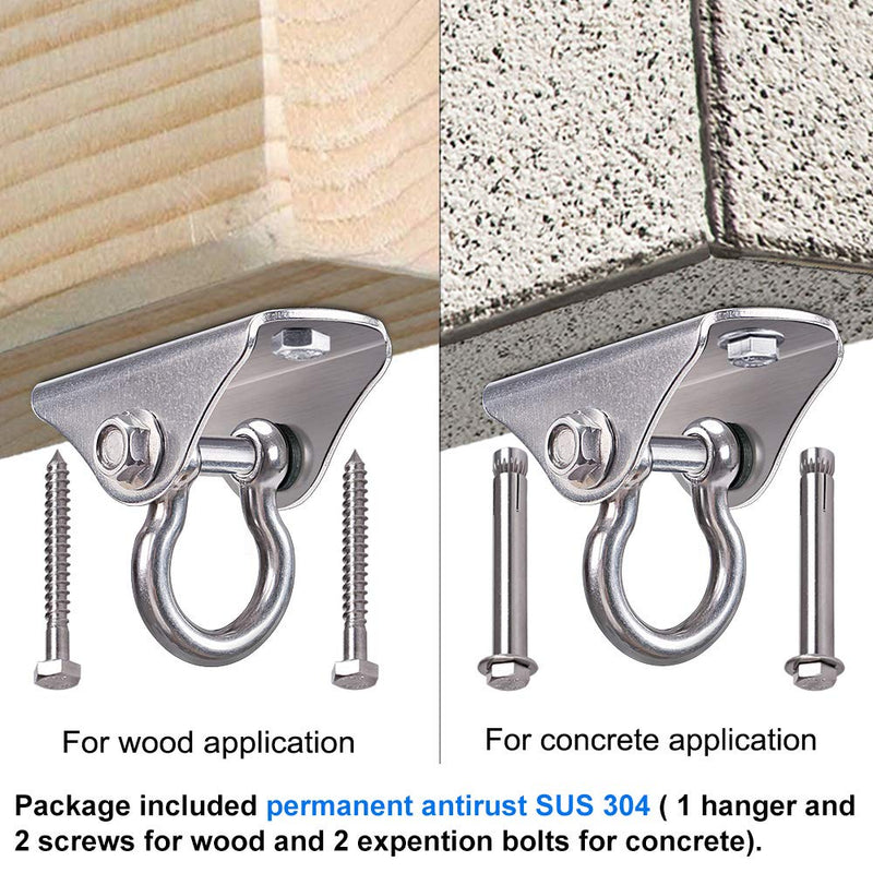 SELEWARE Stainless Steel Swing Hanger with Bolts for Indoor Outdoor Swing Set, Wall Ceiling Mount Anchor for Suspension Trainers, Load up to 1000 lbs - NewNest Australia