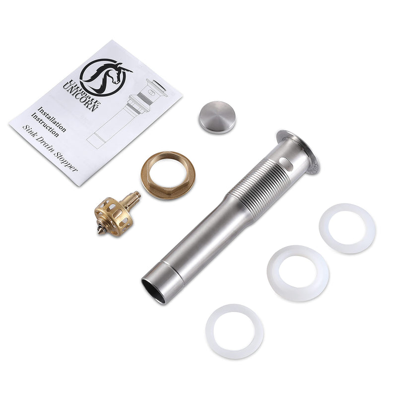 Pop up Sink Drain Stopper for Bathroom Vessel Vanity Sink Art Basin Brushed Nickel,Small Cap with Overflow, Metal Pop up Drain Strainer with Detachable Basket Stopper - NewNest Australia