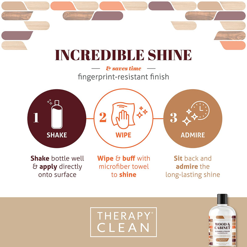 Therapy Furniture Polish & Wood Cleaner Kit 16 oz. Cabinet and Table Restorer - NewNest Australia
