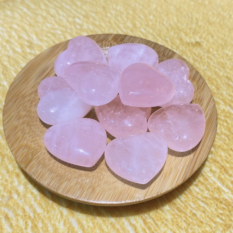 10 PCS Rose Quartz Crystals Heart Polished Healing Stones Bulk Wholesale Palm Natural Love Heart Shaped Gemstones Set Reiki Energy Balancing Meditation 1 Rose Quartz - 10pcs - NewNest Australia