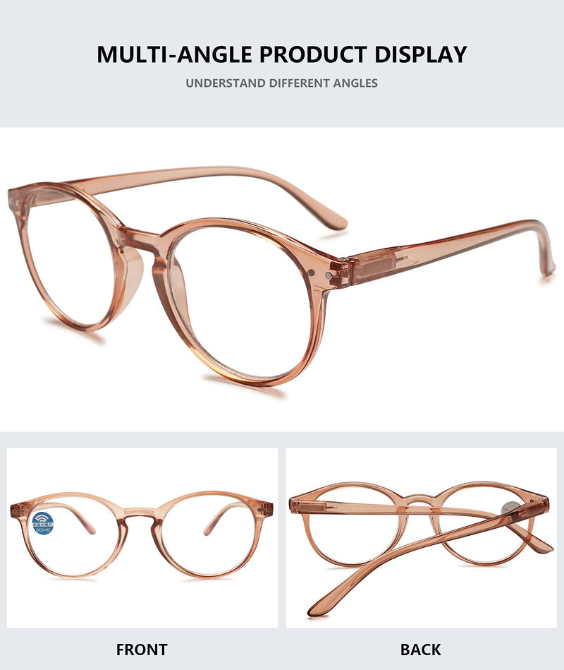 MAGIMODAC Blue Light Blocking Glasses Round Reading Glasses Lightweight Eyeglasses 1.0 1.25 1.5 1.75 2.0 2.25 2.5 2.75 3.0 3.5 4.0 for Women Brown 1.0 x - NewNest Australia