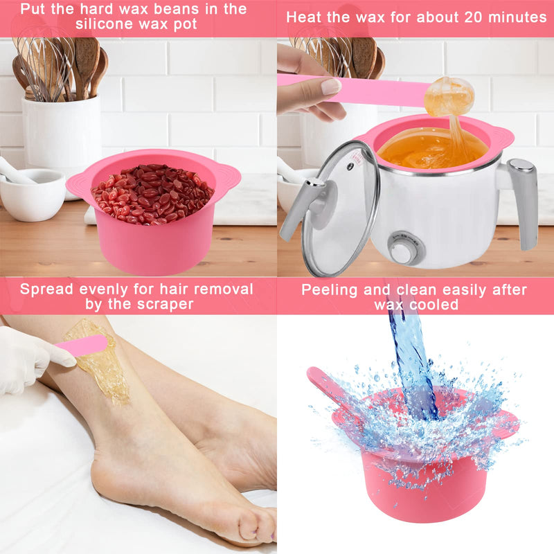 Yungeln Pack Of 2 Wax Warmers Replacement Bowls Silica Gel Non-Stick Removable Wax Bowls With 2 Wax Spatulas Compatible With Wax Warmer, Hair Removal/Depilation Wax Warmer - NewNest Australia