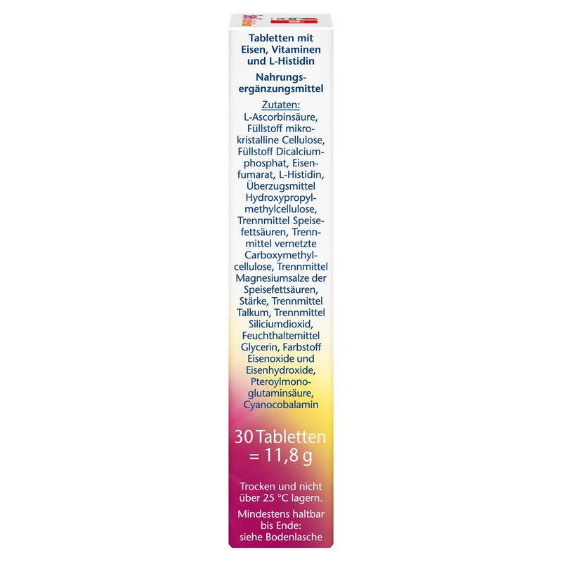 Doppelherz Iron + C + Histidine + Folic Acid - Folic Acid As A Contribution To Normal Blood Formation - Vitamin C Increases Iron Absorption - 30 Easily Swallowable Mini Tablets - NewNest Australia