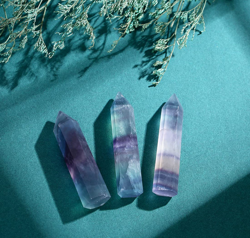 XIANNVXI 2" Fluorite Crystal Wand Healing Crystals Wand Tower Natural Gemstone Hexagonal Point Wand for Reiki Meditation Therapy Energy Direction - NewNest Australia