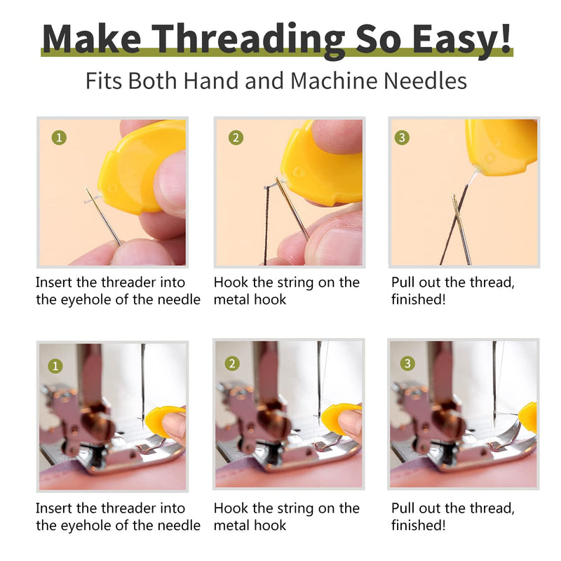 Needle Threaders Tool Set 47 in 1 for Hand Sewing, Sewing Machine, DIY (12 Pcs Needle Threaders + 2 Pcs Seam Rippers + 1 Pc Drawstring Threader+ 2 Pcs Thimbles + 30 Pcs Needles + 1 Pc Storage Case) - NewNest Australia