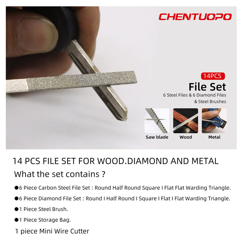 Small File Set, Needle Diamond Files 14PCS, 6 Steel Files & 6pcs Jewlers Files for Precision Metal File Work , Wood, Jewelry, Model, DIY and Nearly All Uses. Free Bonus: Cutter - NewNest Australia